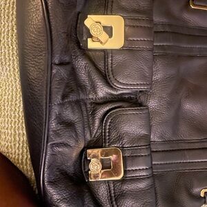 Michael Kors Black Leather Bag with Gold Hardware